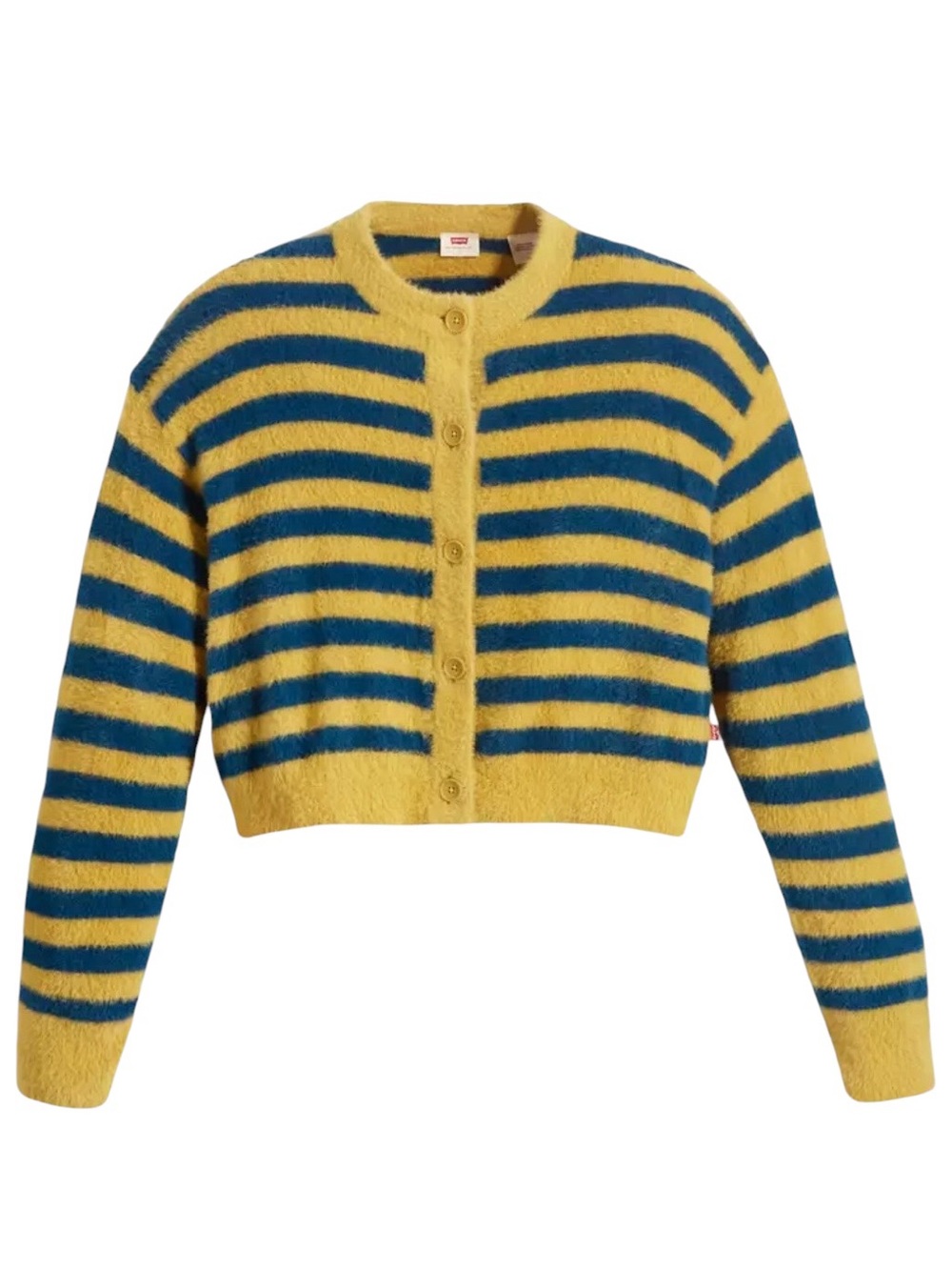 Levi's Cat Cardigan Fuzzy Striped Yellow
Blue Cropped Button Front XL NWT